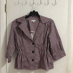 Joan Rivers Pink and Black Houndstooth Fitted Women Jacket. Like New, size 2X
